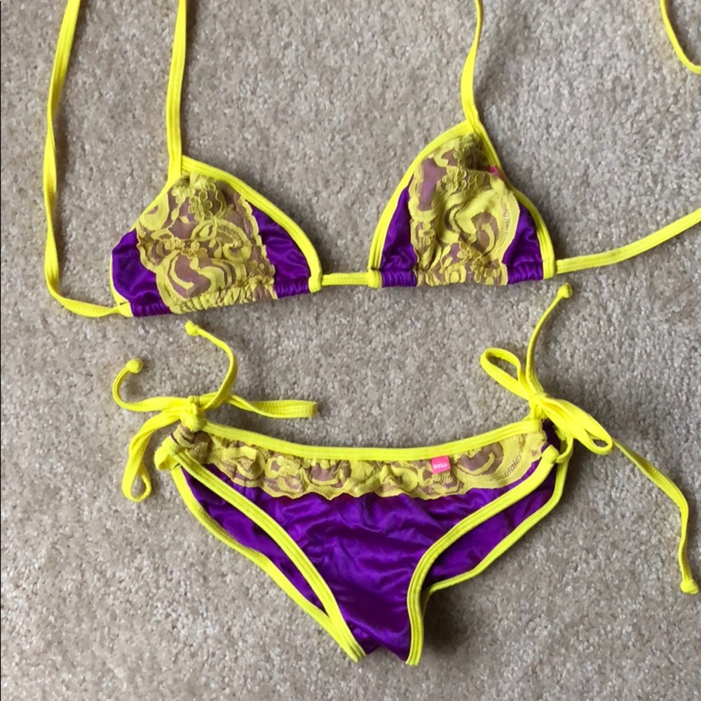Purple and Yellow Lace Bikini